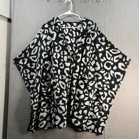 Cuddl Duds Poncho botton Front Black Color One Size - Picture 1 of 12